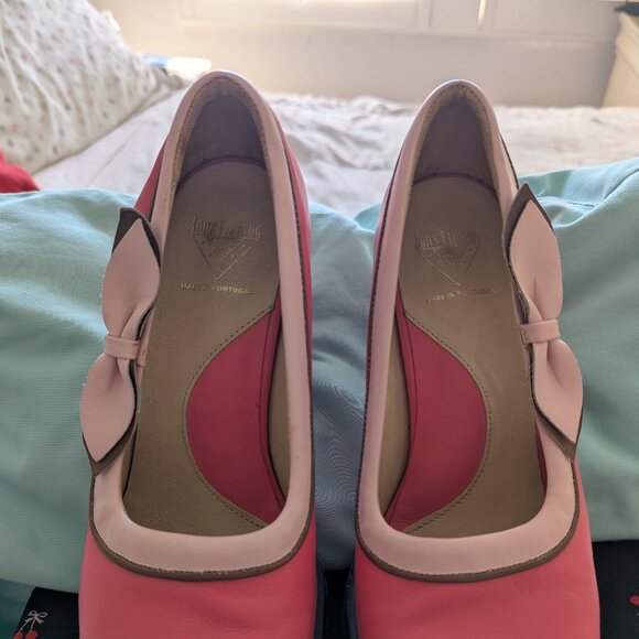 John Fluevog Vintage BEBE Heels Pretty Pink With Light Pink Bows Size 10 - Picture 8 of 14